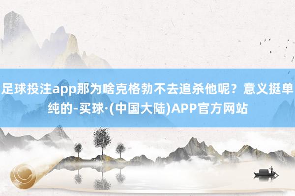 足球投注app那为啥克格勃不去追杀他呢？意义挺单纯的-买球·(中国大陆)APP官方网站