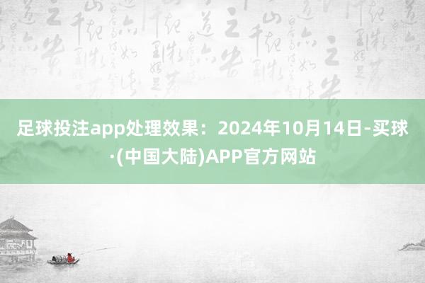 足球投注app处理效果：2024年10月14日-买球·(中国大陆)APP官方网站