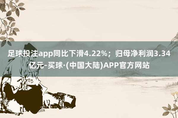 足球投注app同比下滑4.22%；归母净利润3.34亿元-买球·(中国大陆)APP官方网站