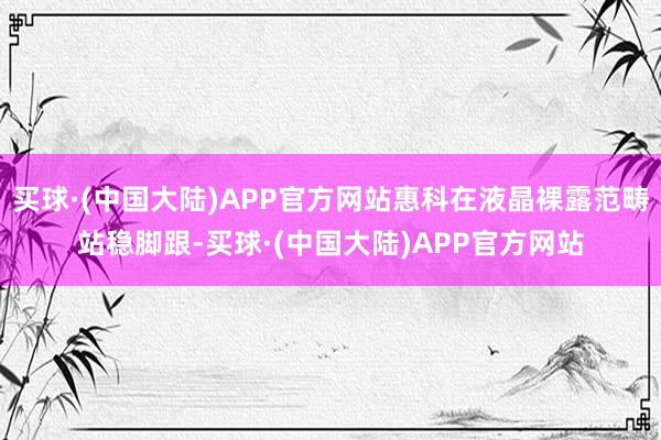 买球·(中国大陆)APP官方网站惠科在液晶裸露范畴站稳脚跟-买球·(中国大陆)APP官方网站